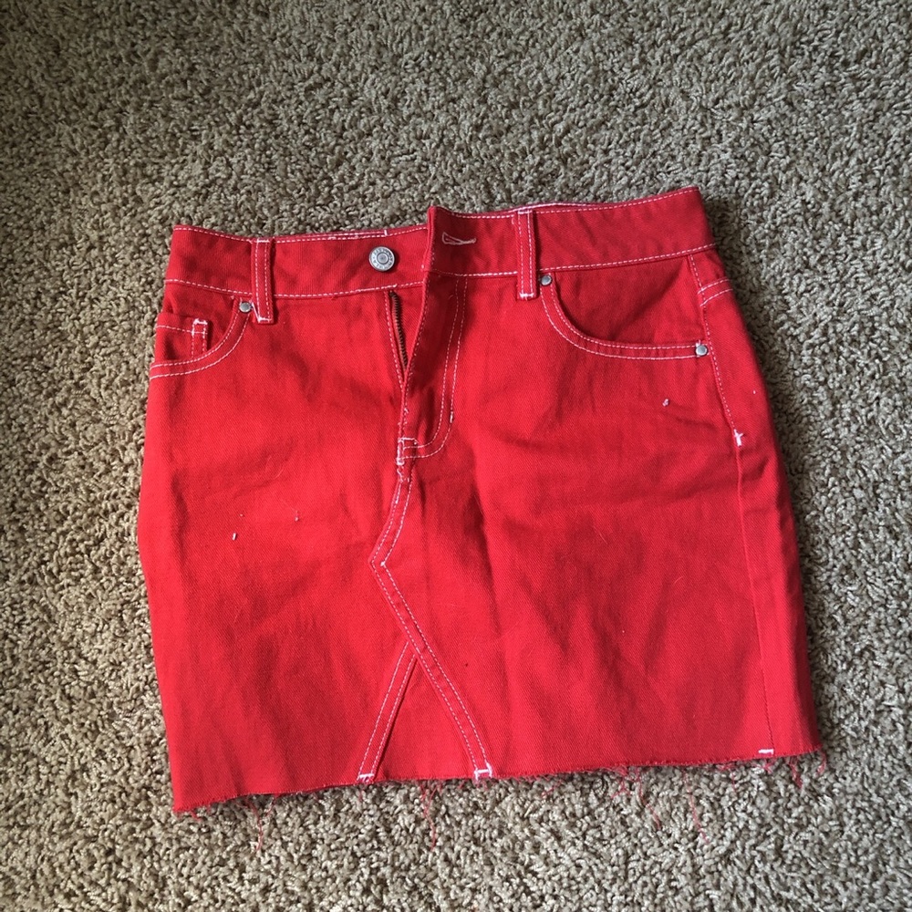 Red denim skirt from Pacsun